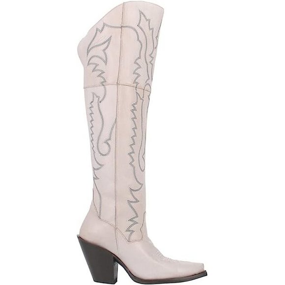 Dan Post® Ladies Loverly White Snip Toe Tall Leather Boots DP4377 - Picture 4 of 11